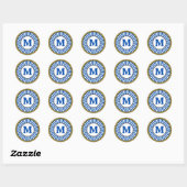 Rond Sticker - Bleu - Personnalisé - Ajouter Initial (Feuille)