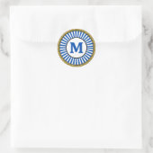 Rond Sticker - Bleu - Personnalisé - Ajouter Initial (Sac)