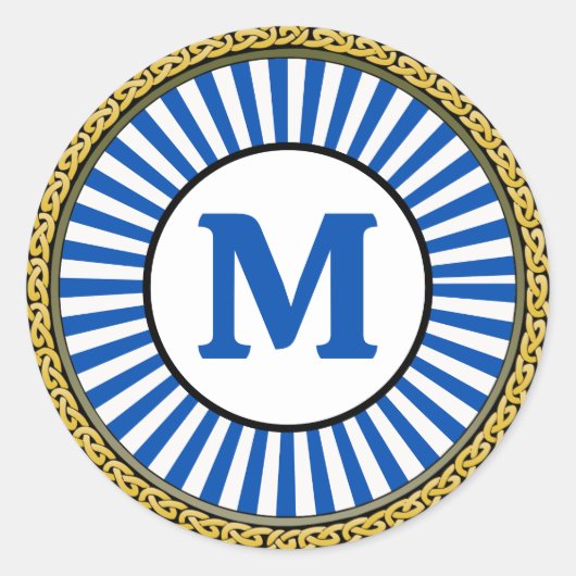 Rond Sticker - Bleu - Personnalisé - Ajouter Initial (Devant)