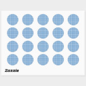 Rond Sticker bleu plaid/Sceau d'enveloppe (Feuille)