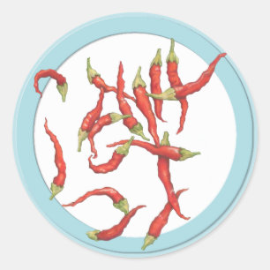 Rond Sticker bleu rouge Hot Chillies