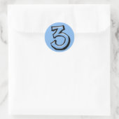 Rond Sticker bleu Silly Numéro 3 (Sac)