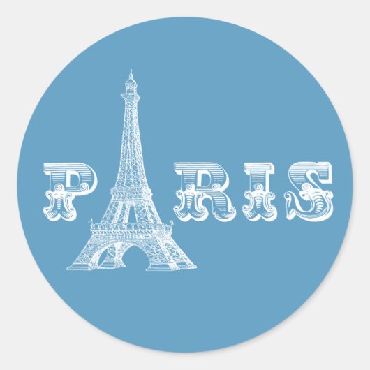 Rond Sticker bleu Tour Eiffel (Devant)