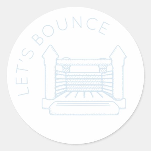 Rond Sticker Blue Bounce House "Let's Bounce" (Devant)