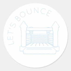 Rond Sticker Blue Bounce House "Let's Bounce"