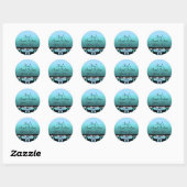 Rond Sticker Blue Damask & Diamond Sweet 16 (Feuille)