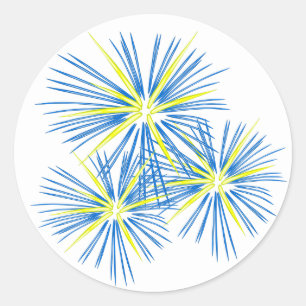 Rond Sticker Blue Fireworks