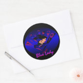 Rond Sticker "Blue Lady" - Personnalisable (Enveloppe)