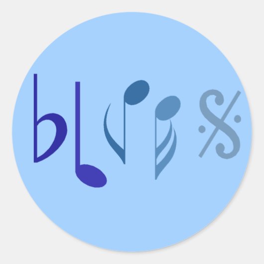 Rond Sticker Blues Music Notes (Devant)