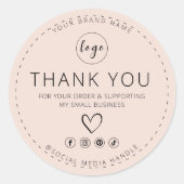 Rond Sticker Boho avec Merci Logo pour votre commande (Devant)