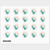 Rond Sticker Boho Cactus mignon (Feuille)