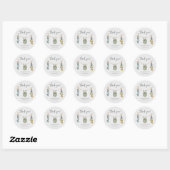 Rond Sticker Boho Genre Neutre Baby shower Merci (Feuille)