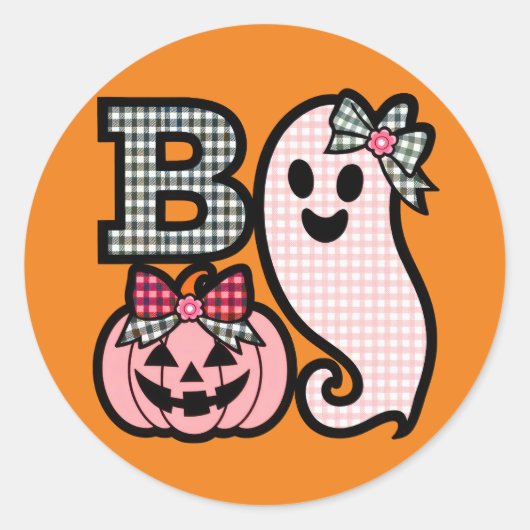 Rond Sticker Boo Halloween Cute (Devant)