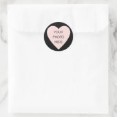 Rond Sticker Bordure Coeur Noir (Sac)