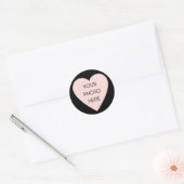 Rond Sticker Bordure Coeur Noir (Enveloppe)