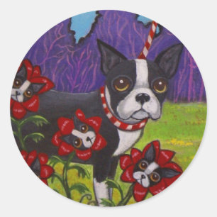 Rond Sticker Boston Terrier