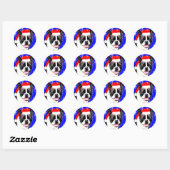 Rond Sticker Boston Terrier Père Noël (Feuille)