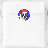 Rond Sticker Boston Terrier Père Noël (Sac)