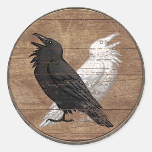Rond Sticker Bouclier Viking - Odin's Ravens (Devant)