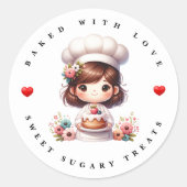 Rond Sticker Boulangerie Moderne Cuite Avec Amour (Devant)