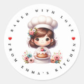 Rond Sticker Boulangerie Moderne Cuite Avec Amour (Devant)