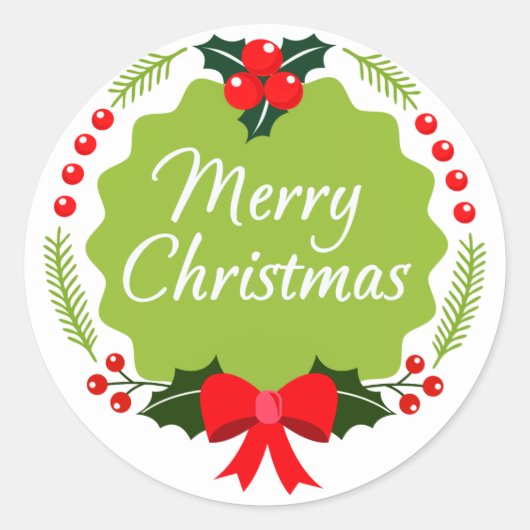 Rond Sticker branché Joyeux Noël Wreath (Devant)
