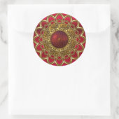 Rond Sticker Bright Red Gold Flower Jewel (Sac)