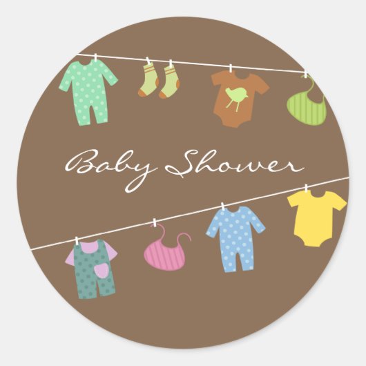 Rond Sticker Brown Baby shower neutre (Devant)