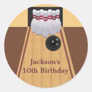 Rond Sticker Brown Bowling Anniversaire
