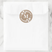 Rond Sticker Brown de monogramme de couronne blanche (Sac)