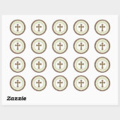 Rond Sticker Brown Green Holy Cross (Feuille)