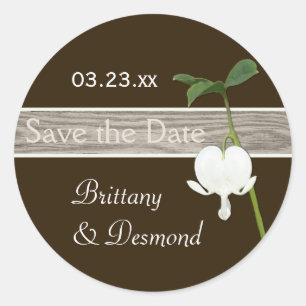 Rond Sticker Brown vert ivoire saignant coeur 1,5"