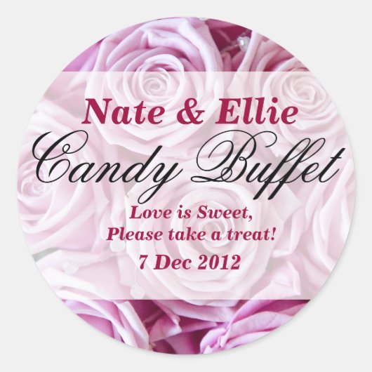 Rond Sticker Buffet de bonbons rose PInk (Devant)