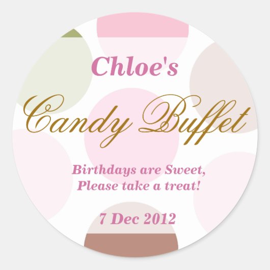 Rond Sticker Buffet WhimsicalDotty Anniversaire (Devant)