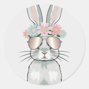 Rond Sticker Bunny cool - Lunettes de soleil Avion & Fl