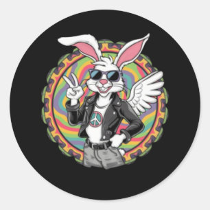 Rond Sticker Bunny Peace & Love