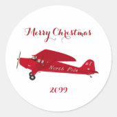 Rond Sticker Cadeau de Noël de l'avion North Pole (Devant)