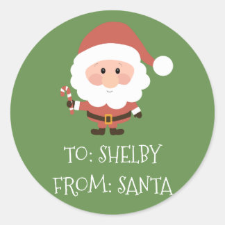 Rond Sticker cadeau de Noël de Père Noël