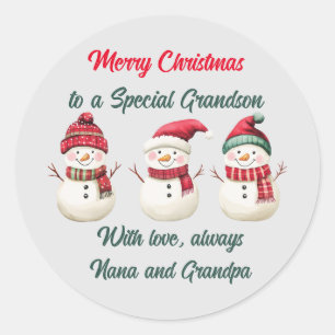 Rond Sticker cadeau de Noël pour grand-fils
