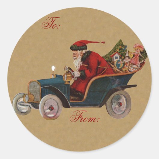 Rond sticker cadeau de Noël vintage (Devant)