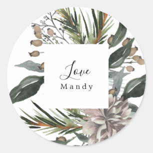 Rond Sticker cadeau de Noël Vintage Floral