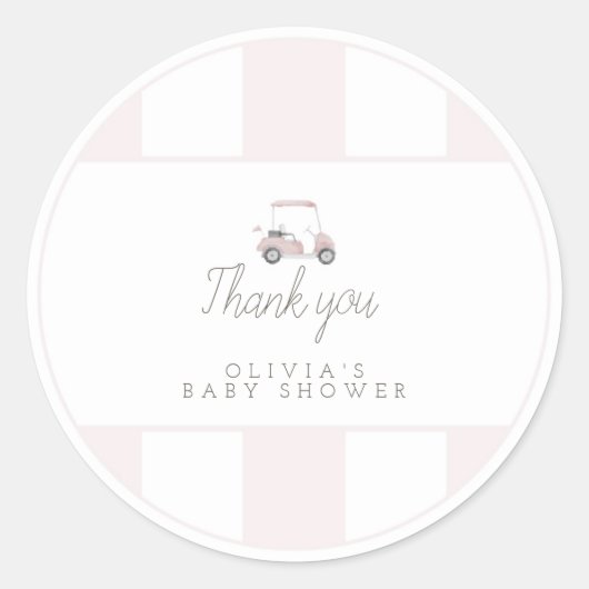 Rond sticker cadeau de voiturette de golf rose (Devant)