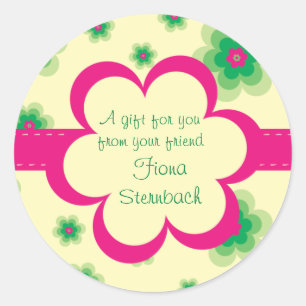 Rond Sticker cadeau floral courbé