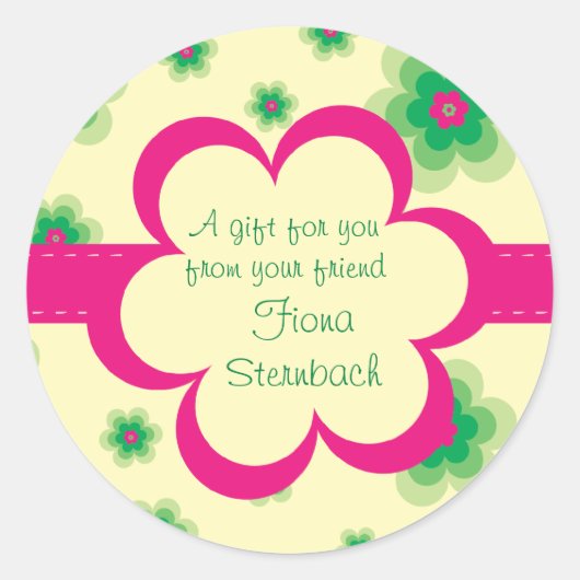Rond Sticker cadeau floral courbé (Devant)