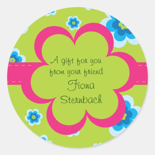 Rond Sticker cadeau floral courbé (Devant)