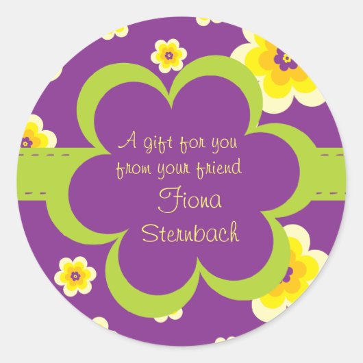 Rond Sticker cadeau floral courbé (Devant)