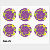 Rond Sticker cadeau floral courbé (Feuille)