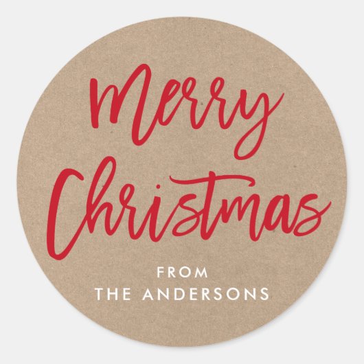 Rond Sticker cadeau Kraft de Noël (Devant)