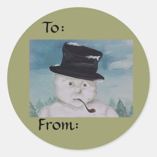 Rond Sticker cadeau Noël Snowman (Devant)