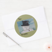 Rond Sticker cadeau Noël Snowman (Enveloppe)